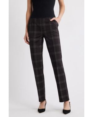 Hue Plaid High Rise Pull-On Pants - Black