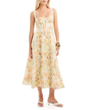 Bardot Adaline Floral Midi Dress - Natural