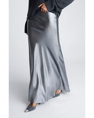 Kenneth Cole Metallic Bias Cut Maxi Skirt - Blue