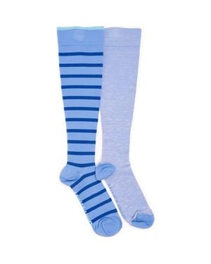 Muk Luks Nylon Blend Compression Socks 2 Pair Pack Wide Size - Blue
