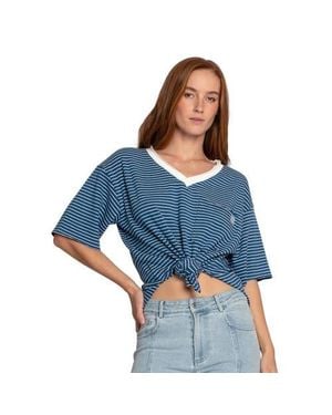 Belle & Bloom Brave Soul Oversized Striped T-Shirt - Blue