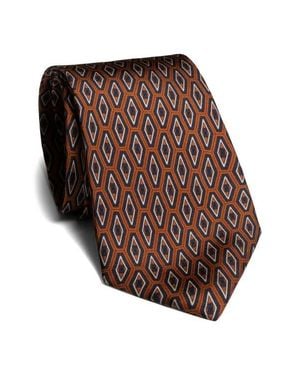 Jack Victor Washington Geometric Print Silk Tie - Brown