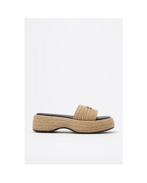 Bimba Y Lola Raffia Sandals - White