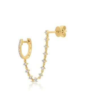EF Collection Mini Diamond Chain & Huggie Earring - Metallic