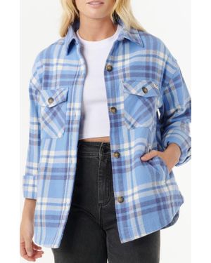 Rip Curl Oceanic Plaid Cotton Flannel Button-Up Shirt - Blue