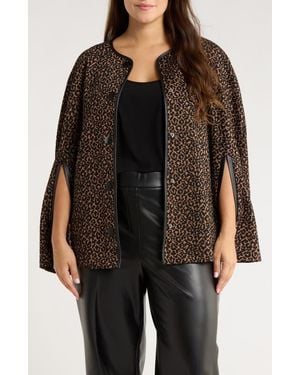 Kasper Leopard Jacquard Cape - Brown
