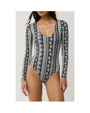 Rip Curl Samba Stripe Long Sleeve Swimsuit - Black