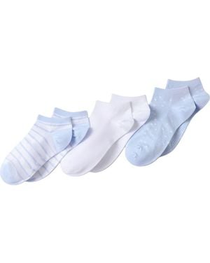 Lands' End 3-Pack Cotton Patterned Low Cut Socks - Blue
