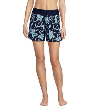 Lands' End 9 Quick Dry Elastic Waist Modest Board Shorts Swim Cover-Up Shorts With Panty - Blue