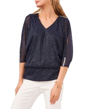 Chaus Metallic Split Sleeve Top - Blue