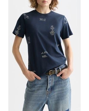 Scotch & Soda Cross Stitch Print T-Shirt - Blue