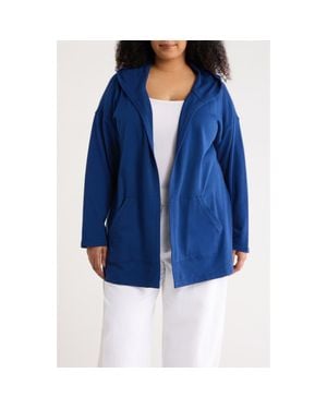 Eileen Fisher Organic Cotton Hooded Jacket - Blue
