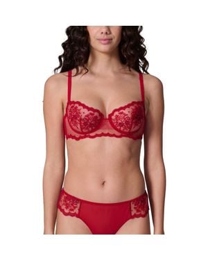 Simone Perele Intrigue Sheer Underwire Demi Bra - Red