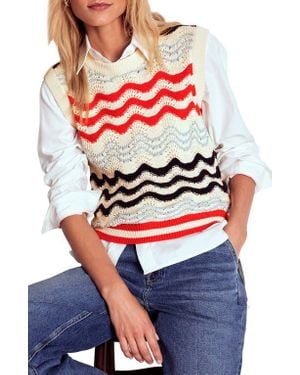 Boden Wave Cotton Sweater Vest - Red