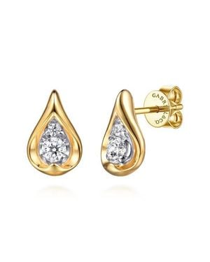 Gabriel & Co. 14K Diamond Teardrop Stud Earrings - Metallic