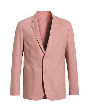 Percival Tailored Fit Light Linen & Cotton Suit Jacket - Pink
