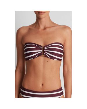 Ralph Lauren Stripe Metal Accent Bandeau Bikini Top - Black