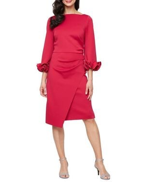 Alex Evenings Ruffle Sleeve Stretch Crepe Cocktail Dress - Red