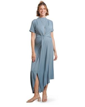 Nom Maternity Talia Maternity Twist Dress - Blue