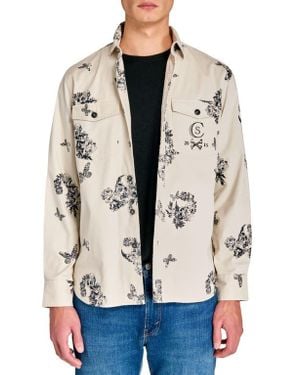 Con.struct Slim Fit Skull Shirt Jacket - Natural