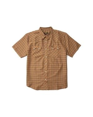 Seager Co. Sawtoof Plaid Short Sleeve Snap-Up Western Shirt - Brown