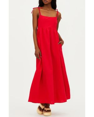 Beach Riot Valory Tie Strap Cotton & Linen Cover-Up Maxi Dress - Red