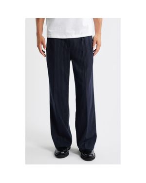 KROST Stripe Pleated Twill Pants - Blue