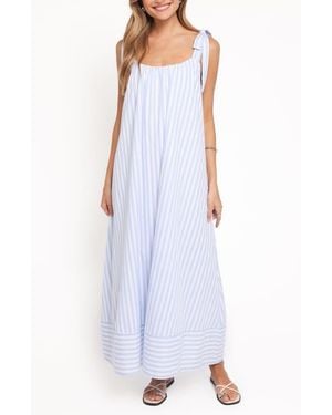 Petal & Pup Amber Striped Cotton Maxi Dress - Purple