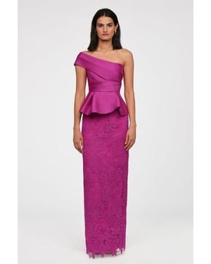 THEIA Colby Lace And Mikado Gown - Pink