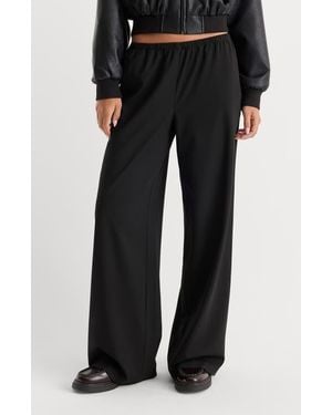 GOOD AMERICAN The Pull On Plaid Wide Leg Pants - Black