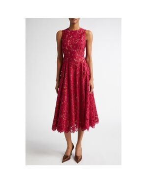 Michael Kors Floral Lace Sleeveless Fit & Flare Midi Dress - Red