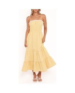 Petal & Pup Bernadine Cotton Blend Gingham Maxi Dress - Yellow