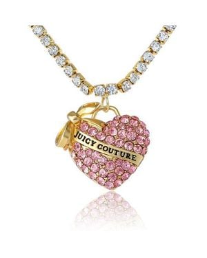 Juicy Couture Pavé Heart Pendant Necklace - Pink