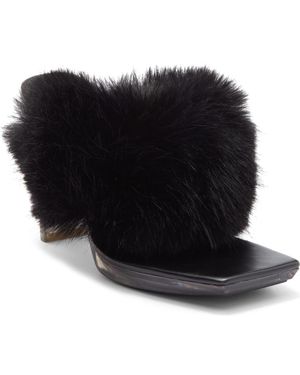 Jeffrey Campbell Delusions Faux Fur Slide Sandal - Black