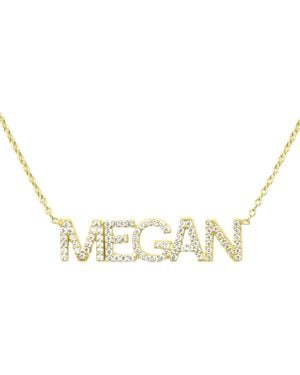 THE SIS KISS Crystal Nameplate Necklace - Metallic