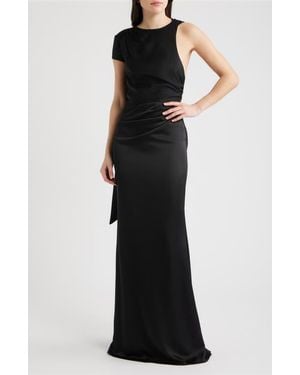 Sonya Moda Crista Open Back Satin Mermaid Gown - Black