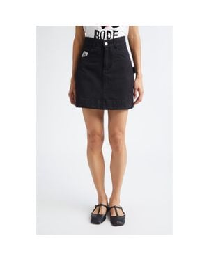 Bode Knolly Brook Cotton Twill Miniskirt - Black