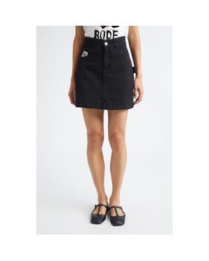 Bode Knolly Brook Cotton Twill Miniskirt - Black