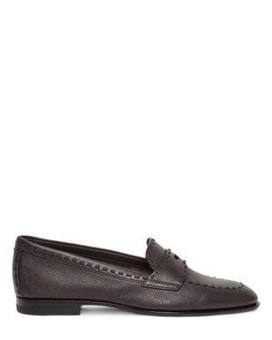 Santoni Leather Penny Loafer - Brown