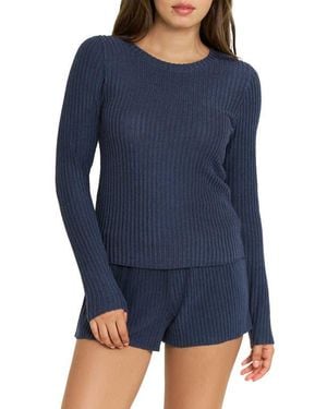 Honeydew Intimates Dream Cloud Ribbed Long Sleeve Pajama Top - Blue