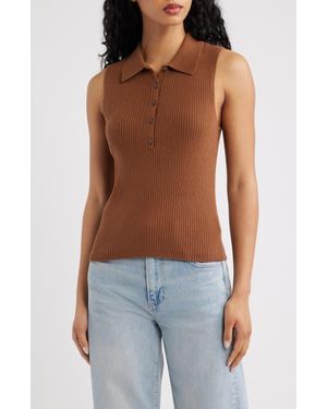 PAIGE Vesta Rib Sleeveless Polo - Blue