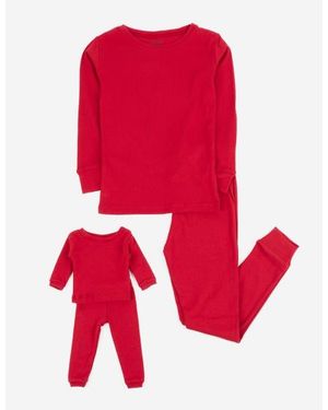 Leveret Girls 2-Pc. Cotton Pajamas With Matching Doll Accessory - Red