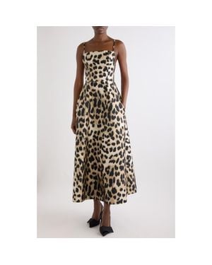 Givenchy Sliced Leopard Jacquard Volume Dress - Natural