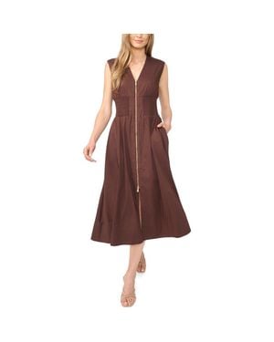 Halogen® Zip-Front Midi Dress - Brown