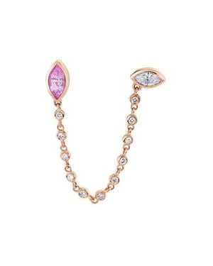 SHAY Sapphire & Diamond Duo Chain Stud Earring - Metallic