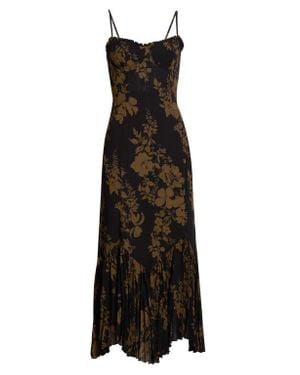 Reformation Aiko Floral Pleated Hem Bustier Slipdress - Black