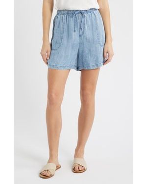 Beach Lunch Lounge Yoko Tie Waist Chambray Shorts - Blue