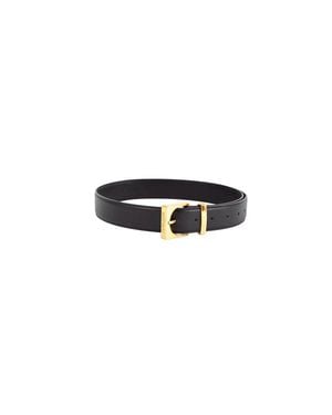 Esterah Cube Buckle Goldtone 35Mm Leather Belt - Black