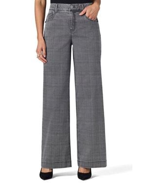 Wit & Wisdom Sam Plaid High Waist Wide Leg Jeans - Gray
