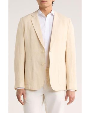 Percival Tailored Fit Solid Linen Blazer - Natural